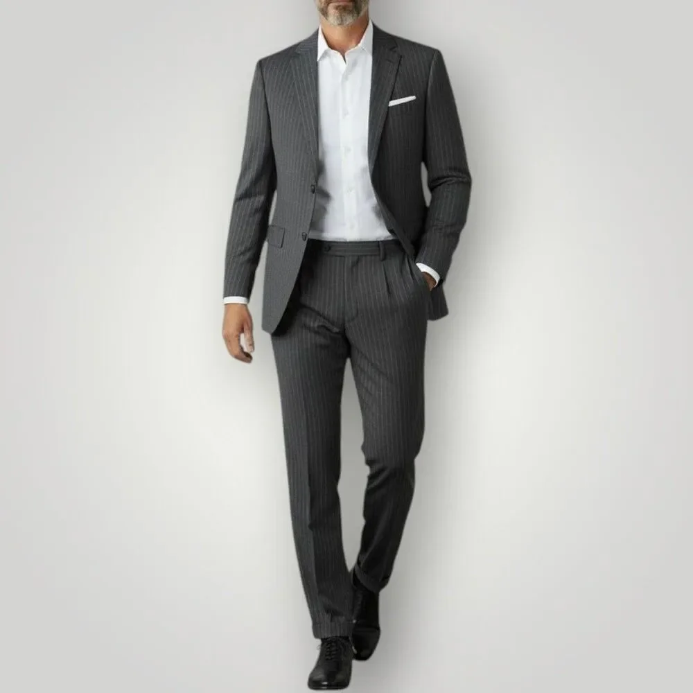 RALPH LAUREN Classic Mens 2 Piece Suit Blazer Jacket 46R Pant 40Wx29L Gray Wool